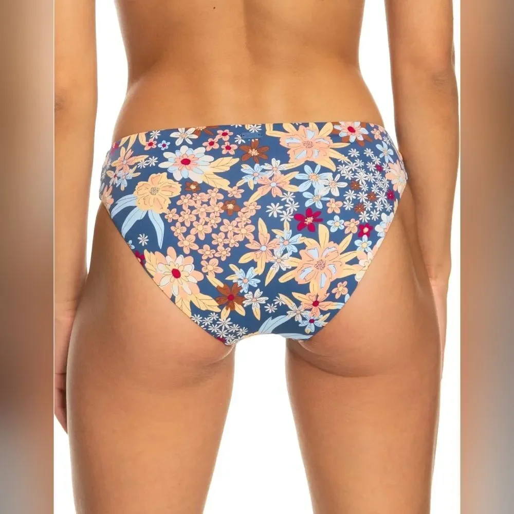 Roxy Beach Classics Hipster Bikini Bottoms Sz XS Bijou Blue New Tropic F…